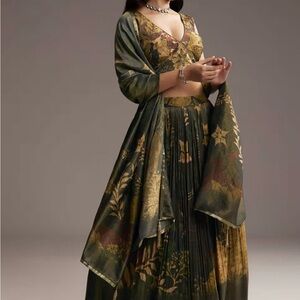 Floral Green Skirt lengha